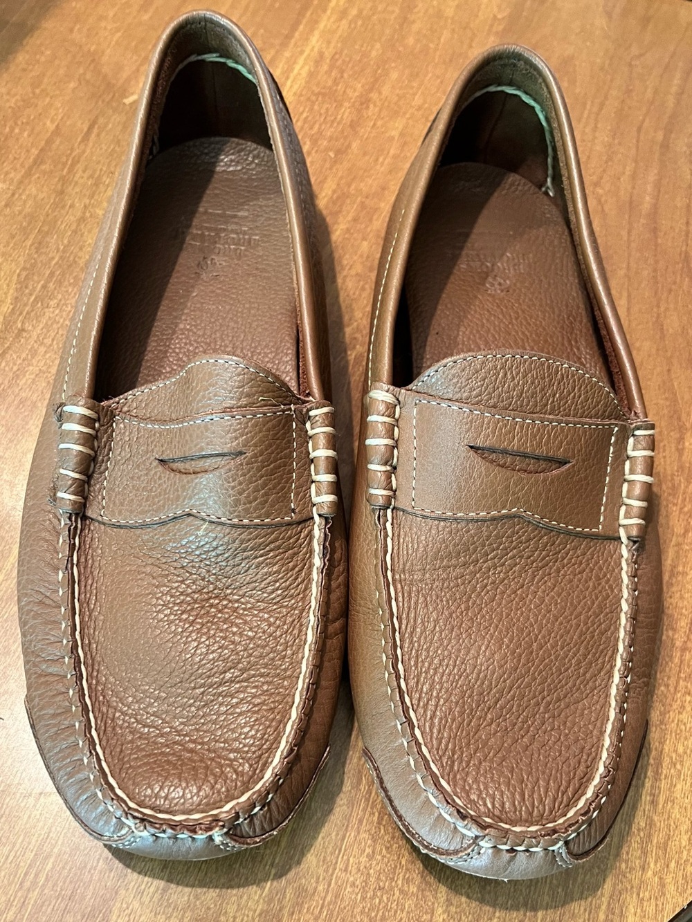 Brooks Brothers  Brown Pebbled Leather Penny Loafers
